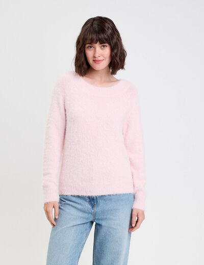 Pull manches longues rose pastel femme