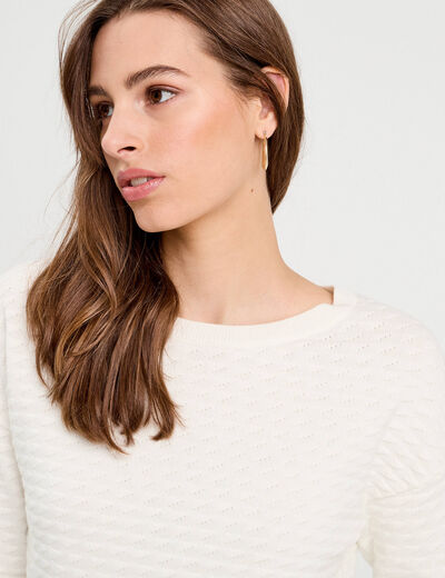 Pull col bateau ecru femme