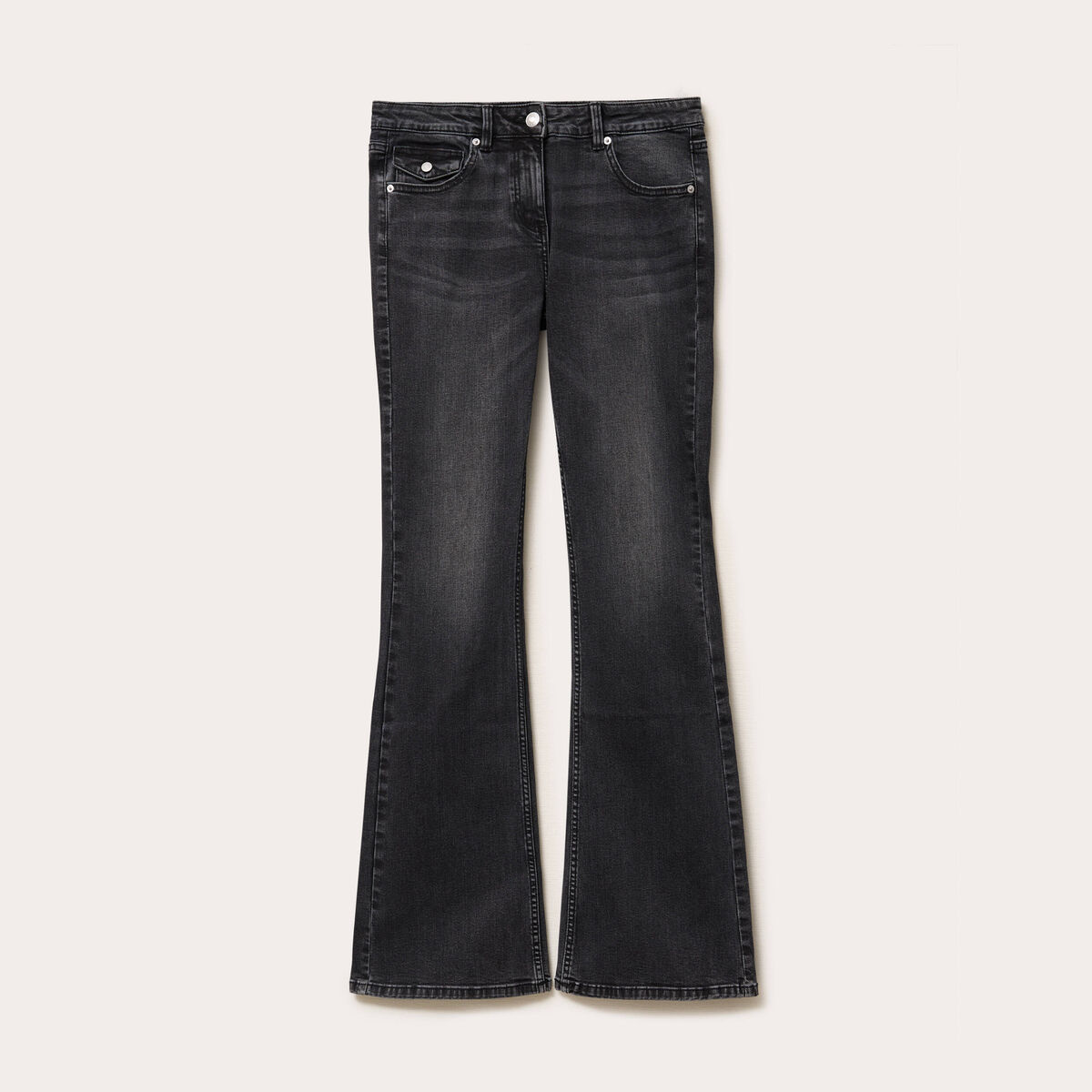 Jean flare taille basse denim noir femme