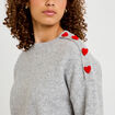 Pull ample col rond manches longues gris clair femme