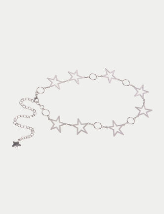Ceinture fine avec cha&icirc;ne gris argent femme