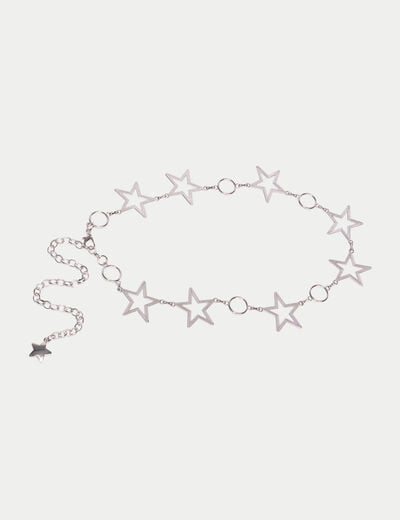 Ceinture fine avec cha&icirc;ne gris argent femme