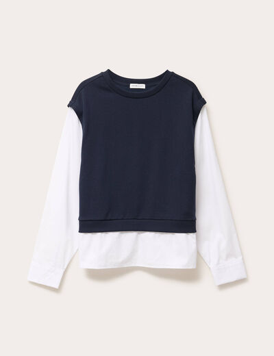 Sweat manches longues bleu marine femme