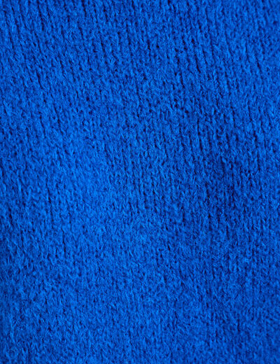 Pull ample col bateau manches longues bleu electrique femme
