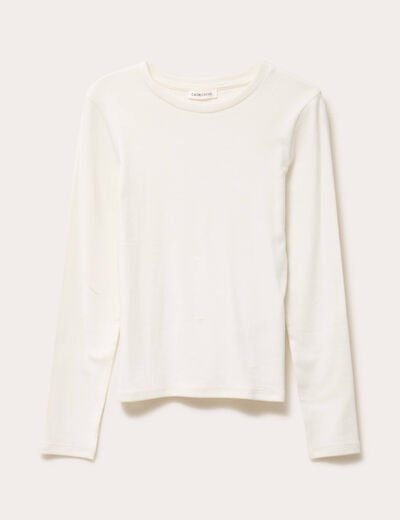 T-shirt manches longues cintré ecru femme