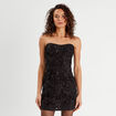 Robe cintrée bustier sequins noir femme