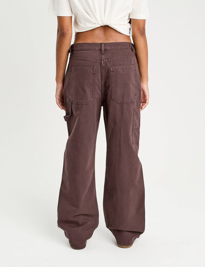 Pantalon regular boucles marron foncé femme