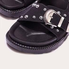 sandales plates cloutees noir femme Sandales plates cloutées noir femme