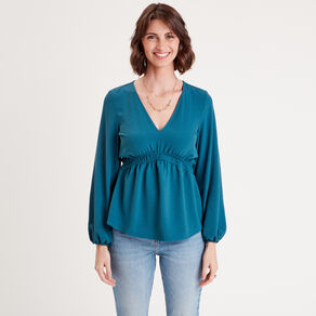 blouse manches longues bleu canard femme Blouse manches longues bleu canard femme