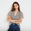 Blouse droite longue manches courtes blanc femme
