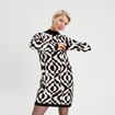 Robe pull droite col montant blanc femme
