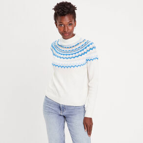 Pull col montant ecru femme