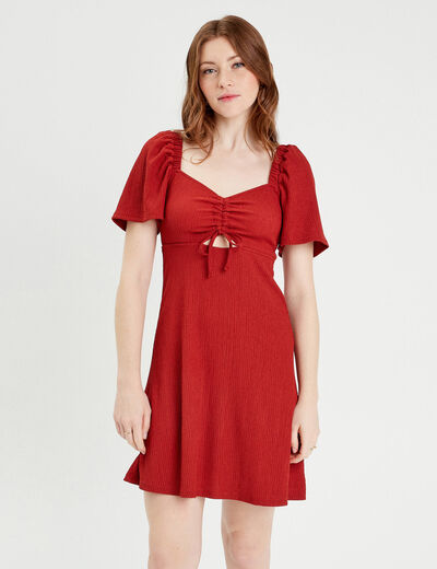 Robe droite avec noeud vieux rose femme