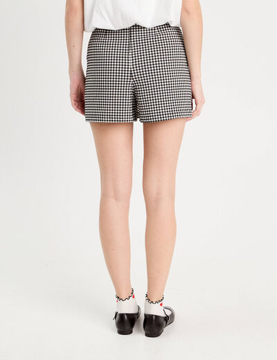 Jupe-short trapèze stretch noir femme