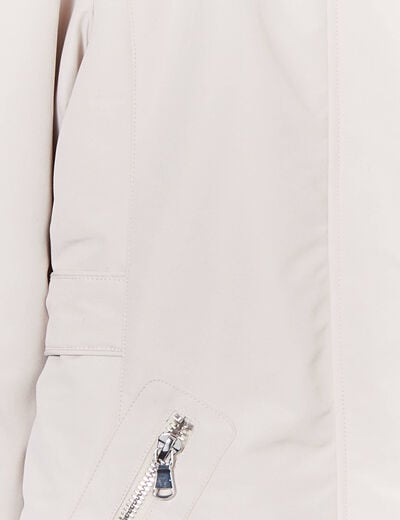 Parka &agrave; capuche fausse fourrure ecru femme