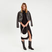 Robe longue ajustée drappée noir femme
