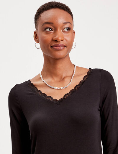 T-shirt manches longues noir femme