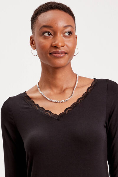 T-shirt manches longues noir femme