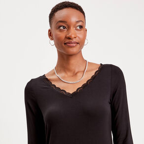 t shirt manches longues noir femme T-shirt manches longues noir femme