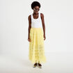 Jupe longue &eacute;vas&eacute;e jaune pastel femme