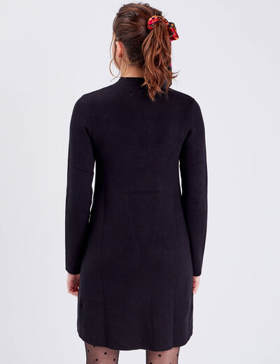 Robe pull droite avec poches noir femme