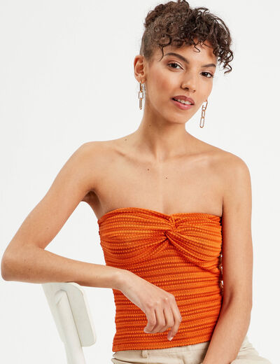 Bandeau cropped bustier orange foncé femme