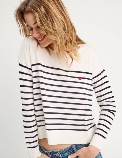 Pull manches longues bleu marine femme