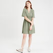 Robe évasée taille élastiquée vert kaki femme