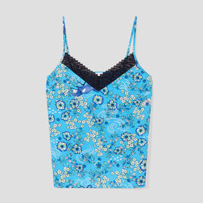 Débardeur avec dentelle bleu clair femme