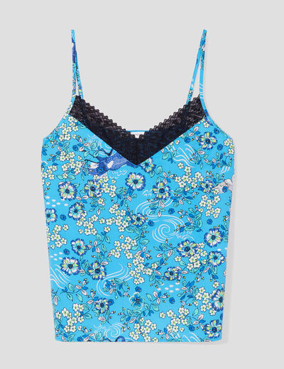 Débardeur avec dentelle bleu clair femme