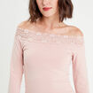 T-shirt manches 3/4 rose pastel femme