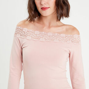 T-shirt manches 3/4 rose pastel femme