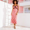 Robe longue droite bretelles rouge femme