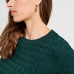 Pull torsades vert foncé femme