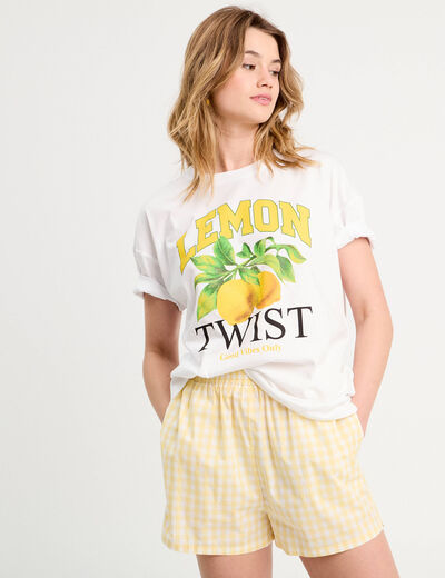 T-shirt manches courtes blanc femme