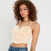 Crop top volants ecru femme