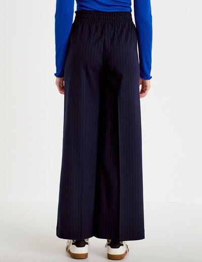 Pantalon large taille standard bleu marine femme