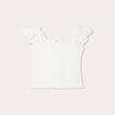 T-shirt smocké avec broderie blanc femme