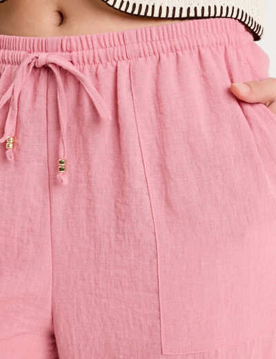 Pantalon large fluide vieux rose femme