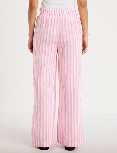 Pantalon large fluide taille standard rose femme