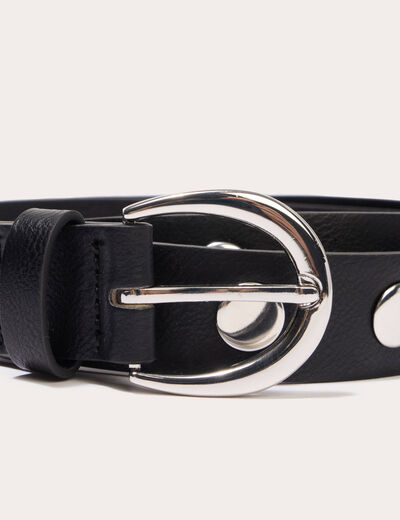 Ceinture fine &agrave; d&eacute;tails clout&eacute;s noir femme