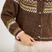 Gilet ample col rond manches longues marron fonc&eacute; femme