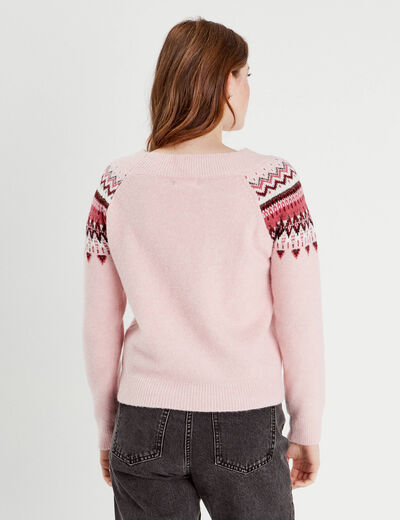 Pull manches longues rose pastel femme