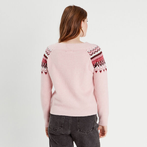 Pull manches longues rose pastel femme