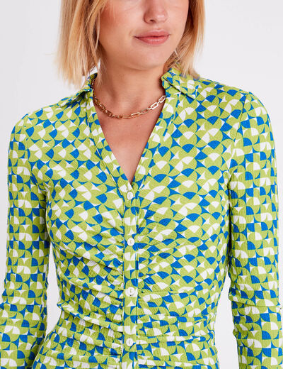 Robe ajustée froncée vert femme