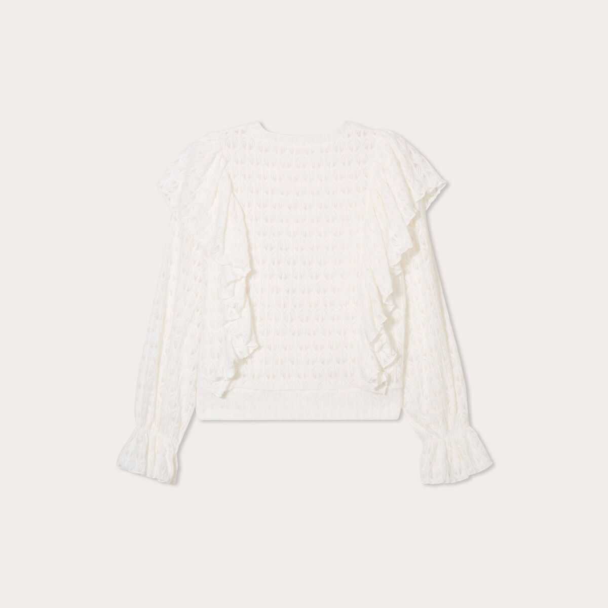 Blouse ajour&eacute;es volants ecru femme