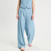 Pantalon large avec pinces bleu gris femme