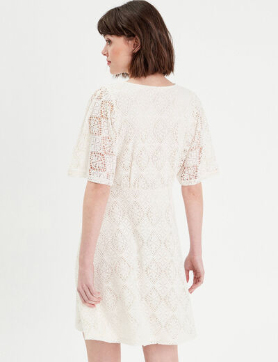 Robe évasée dentelle ecru femme