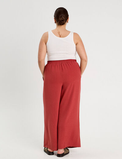 Pantalon large fluide vieux rose femme