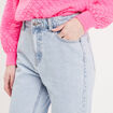 Jeans mom taille haute denim bleach femme